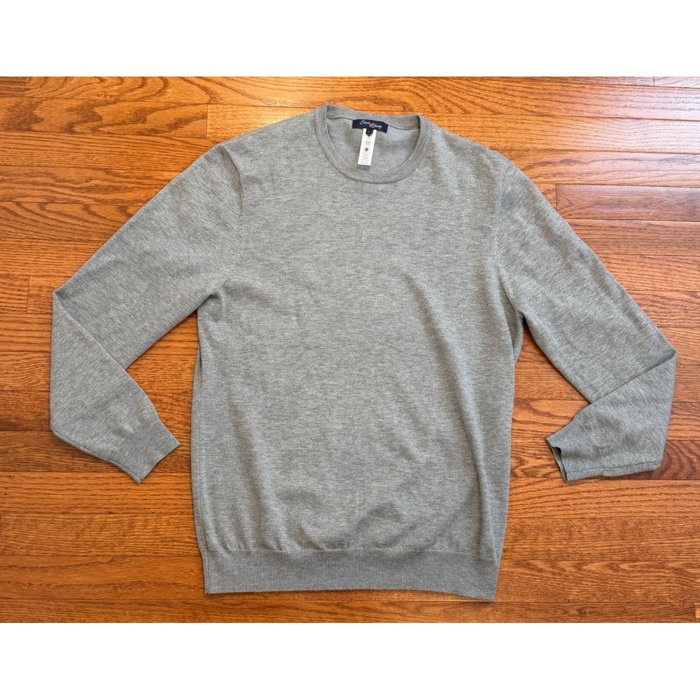 State & Liberty Sweater Mens Large Athletic Fit Gray Performance Wool Blend Knit